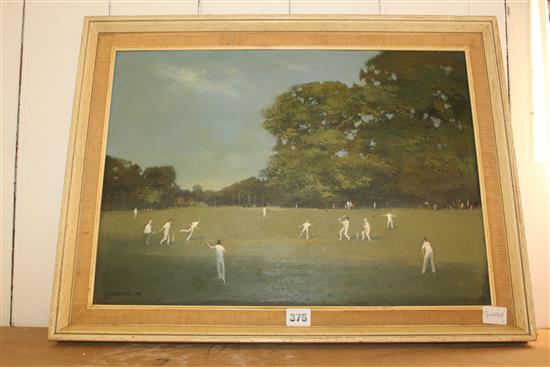 Oil on canvas - cricketing scene